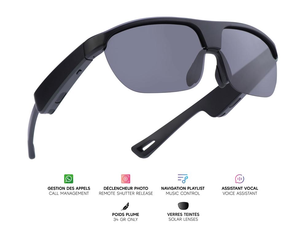 Lunettes connectées Mogie. - Modèle Atlas - Branches noires avec monture noire