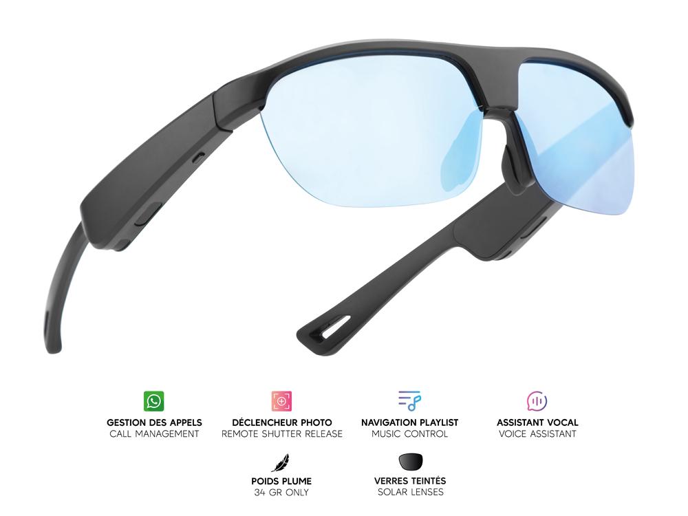 Lunettes connectées Mogie. - Modèle Atlas - Branches noires avec monture noire