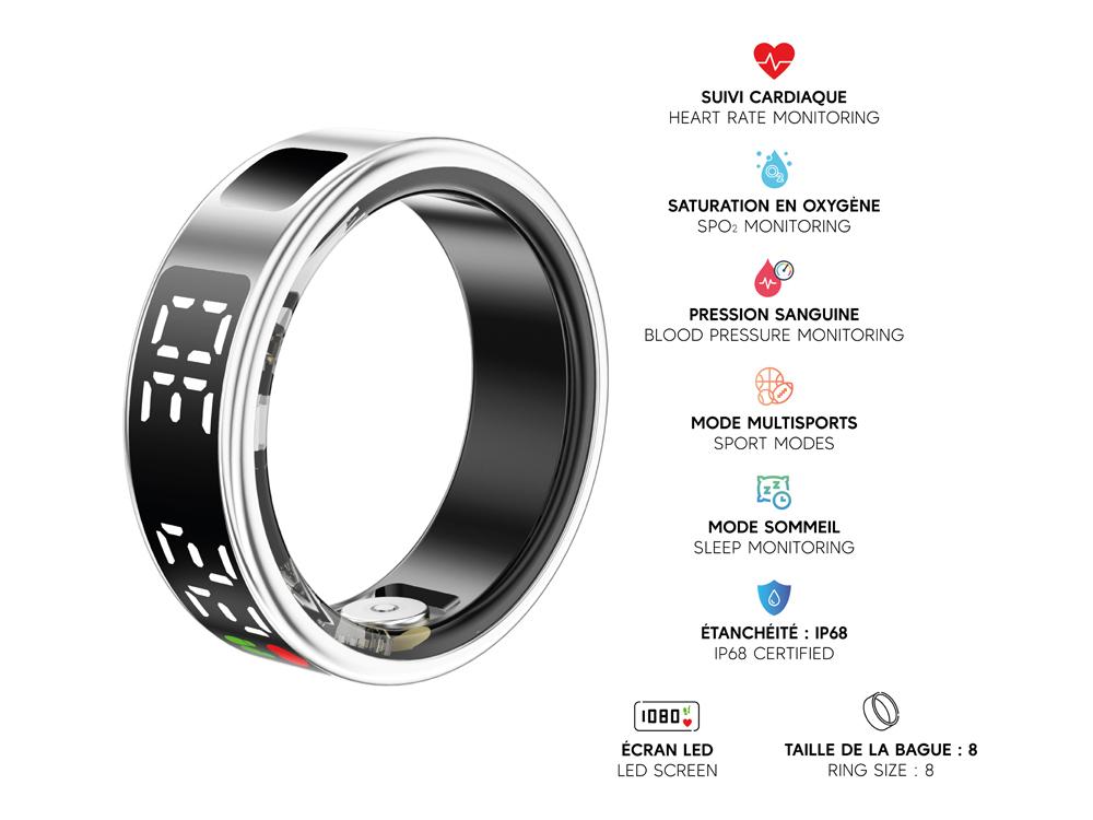 Bague connectée Mogie avec écrin. - Modèle Saturn - Coloris Argent