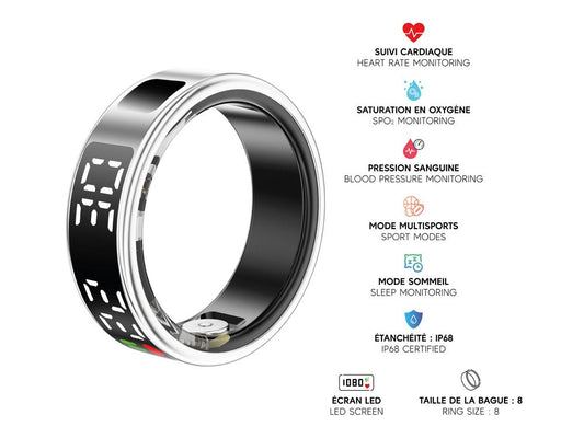 Bague connectée Mogie avec écrin. - Modèle Saturn - Coloris Argent