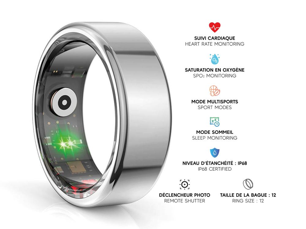 Bague connectée Mogie.avec étui - Modèle Titan - Coloris Argent